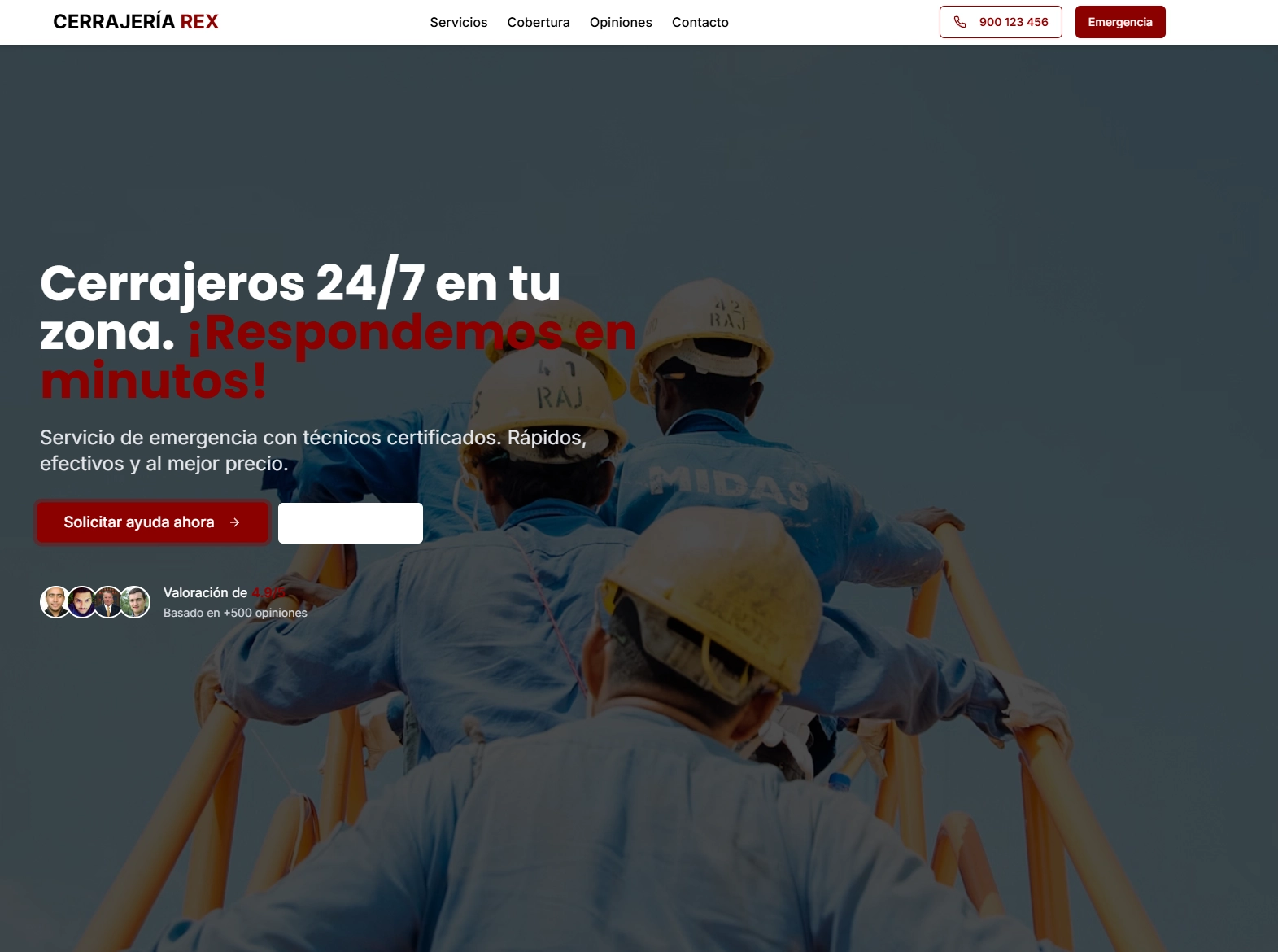 Cerrajería REX - sitio web para Cerrajería REX desarrollado con React, Node.js por 404 Studios