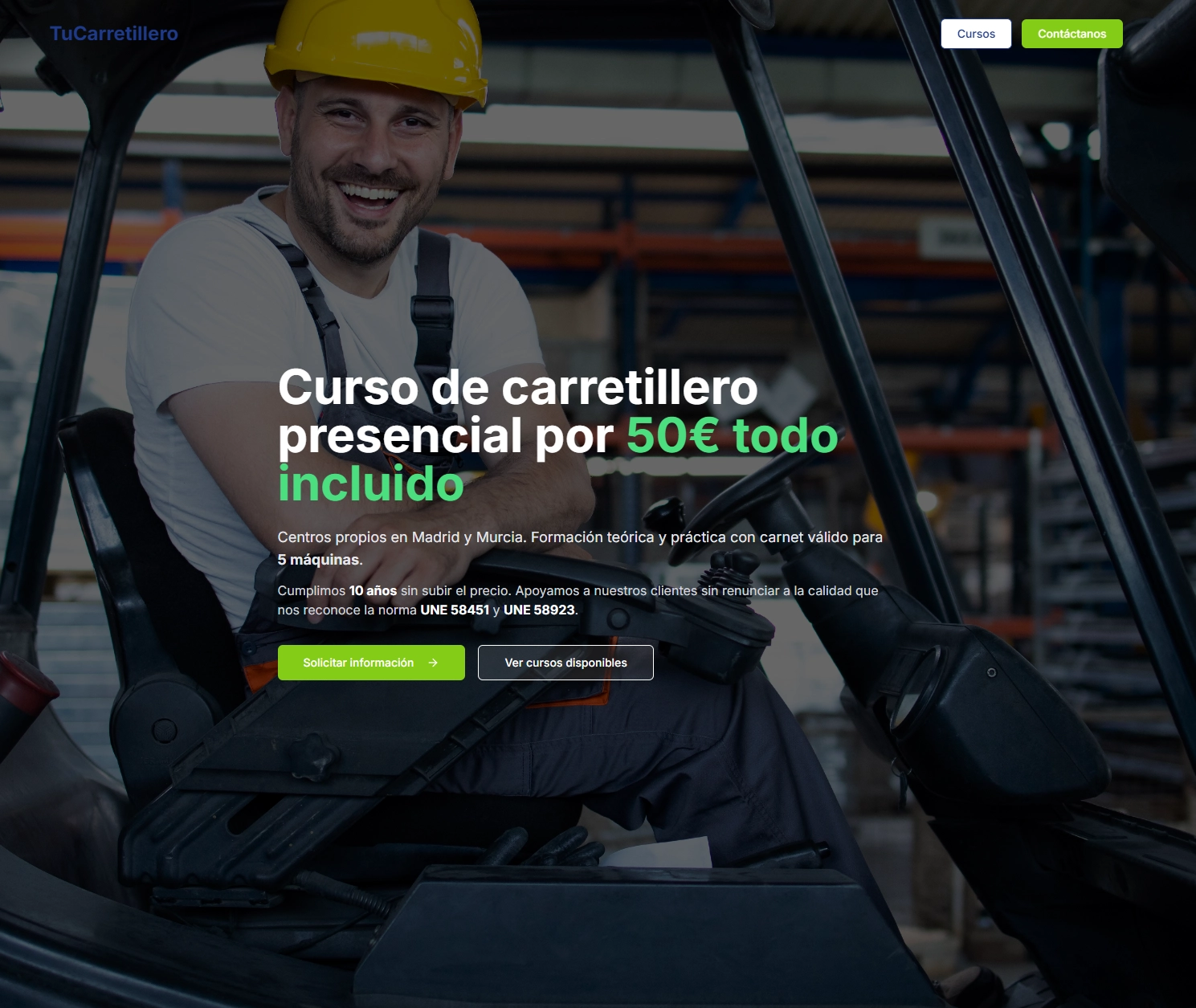 Tu Carretillero | Rediseño web - sitio web para Tu Carretillero S.A. desarrollado con React, Next.js por 404 Studios